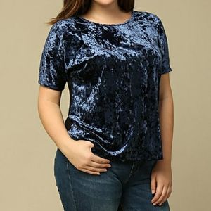 Deep blue velvet top